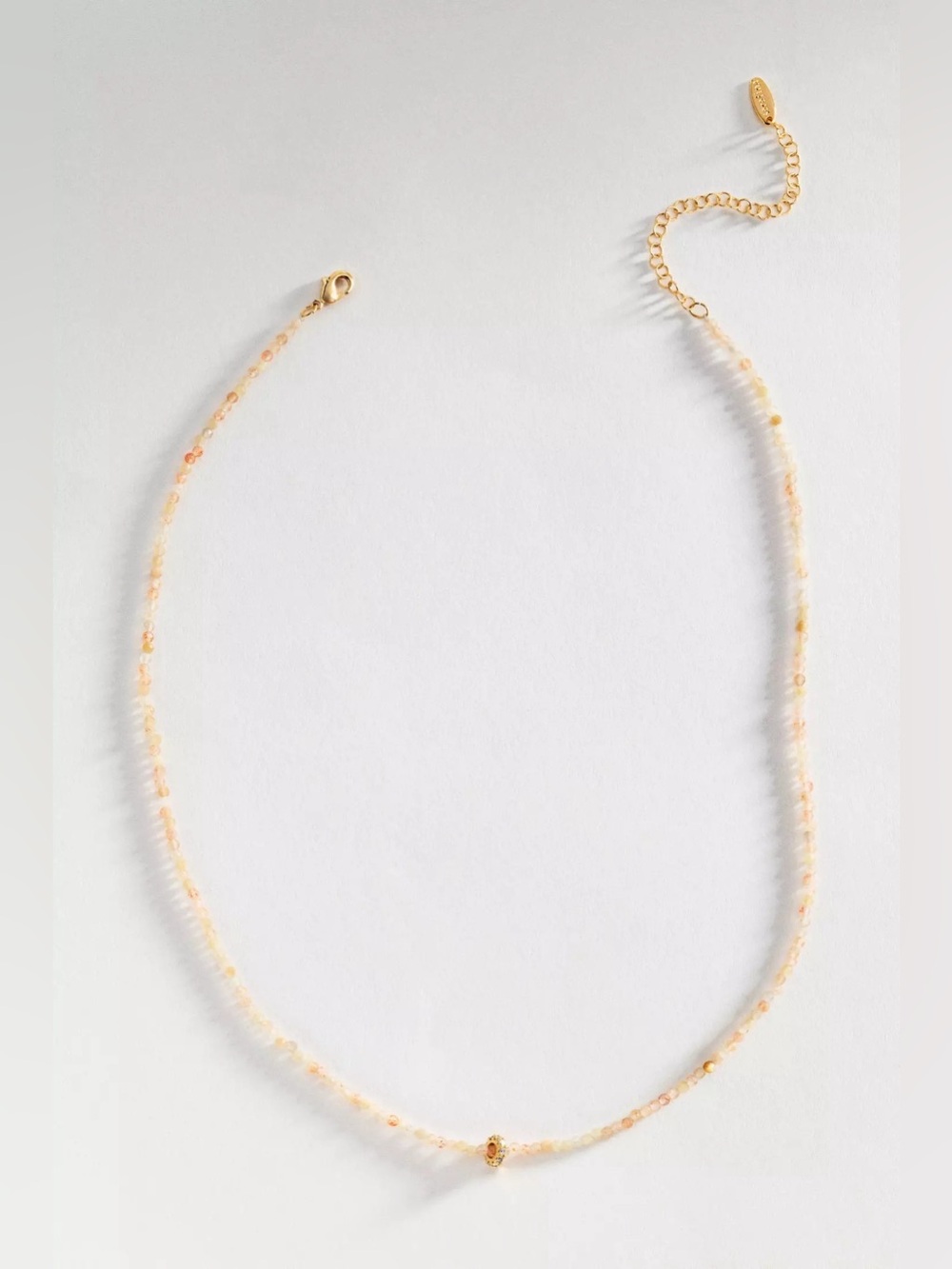 NWT Anthropologie Thin Donut Beaded Necklace Peach Pink